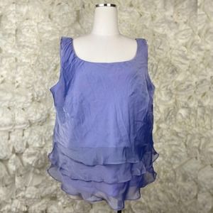 Womens Plus Size Lilac Purple Blue Sleeveless Scoop Neck Tiered Ruffle Top Sz 16
